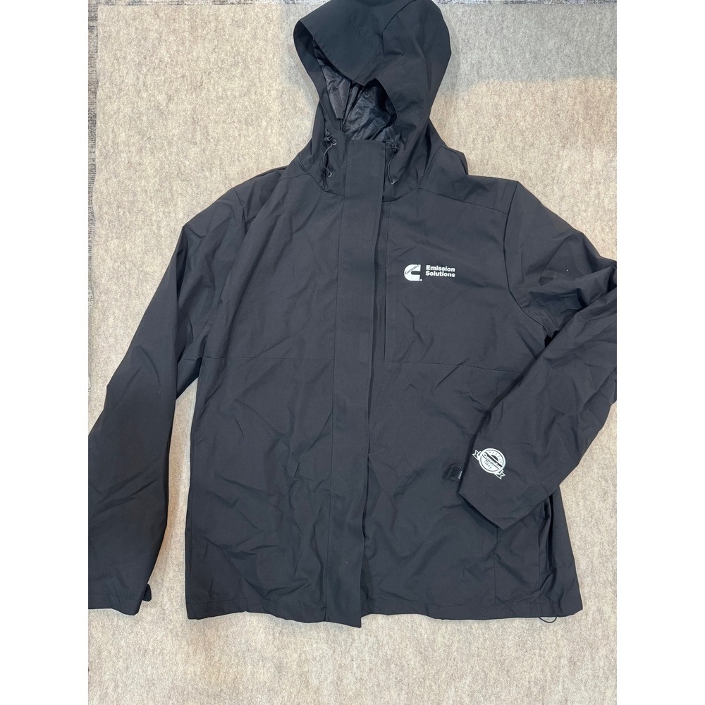 Cummins Emission Solutions Mens Hooded Jacket Black Full Zip Rain Coat XL